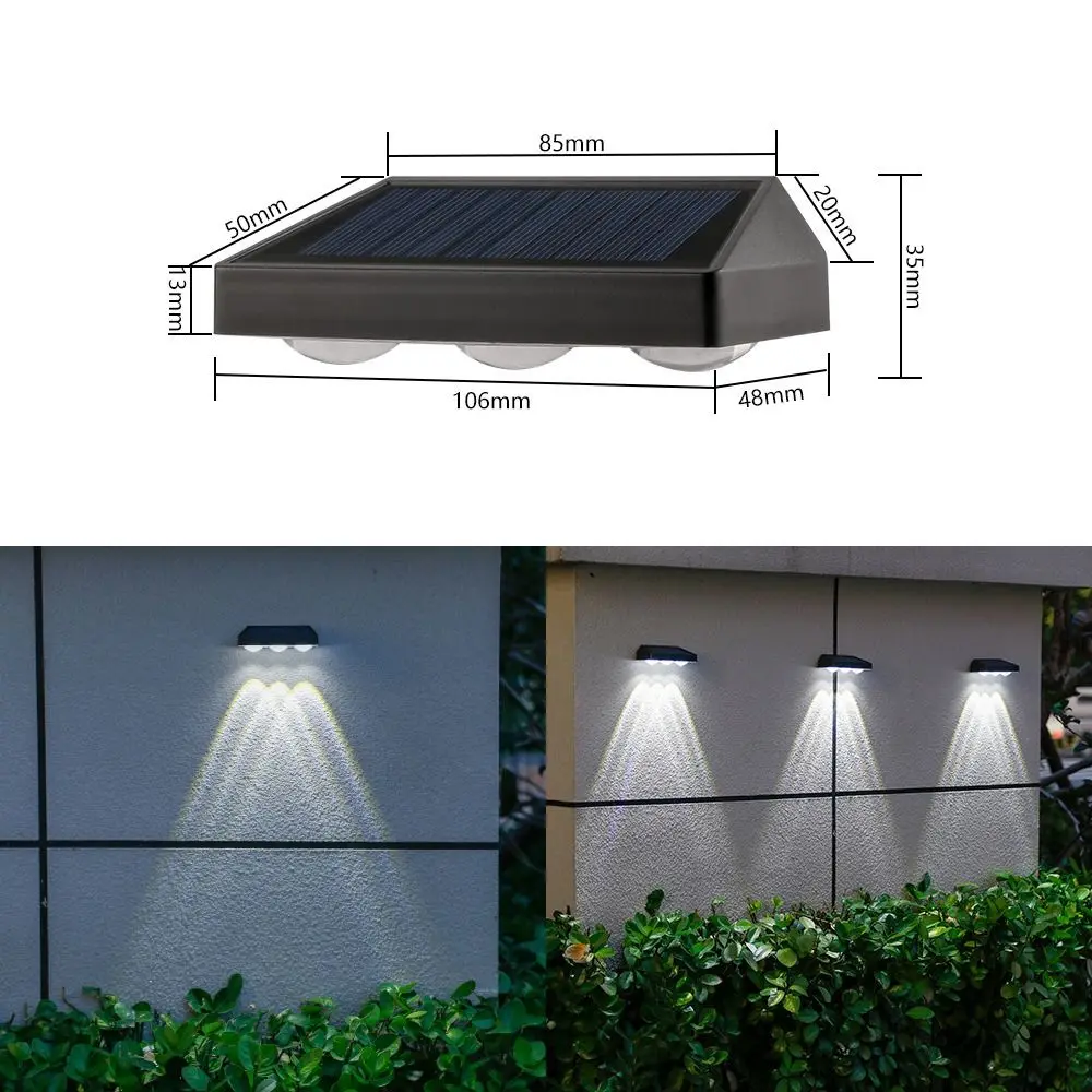 2LED Waterproof Solar Wall Lamps White Light Warm Light Yard Atmosphere Wall Lights Outdoor Rainproof Lighting Time 6-12 Hours