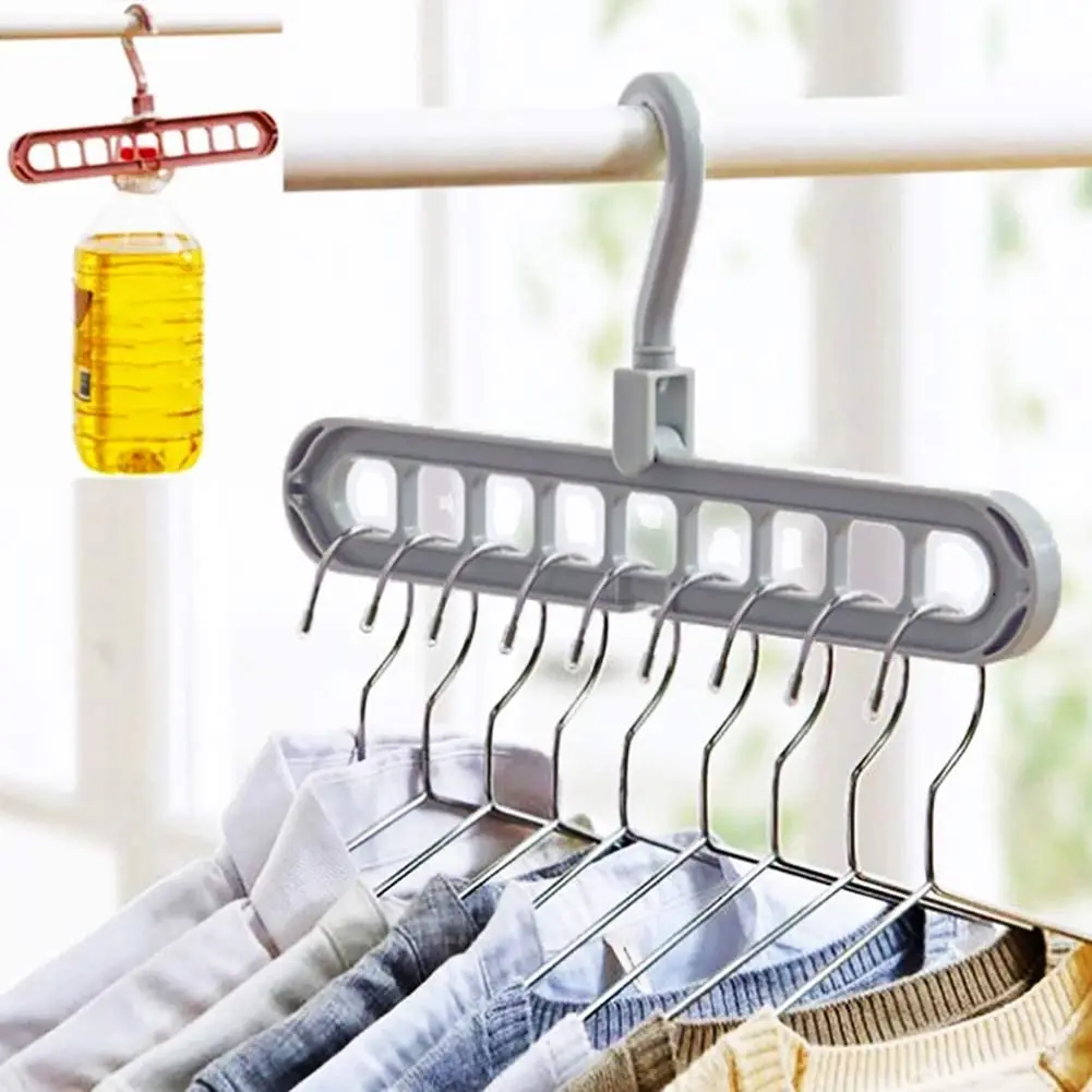 5/10Pcs Multi-functional Foldable Drying Rack Scarf 9 Holes Closet Organizer Hanger Creative Plastic Storage Rotating