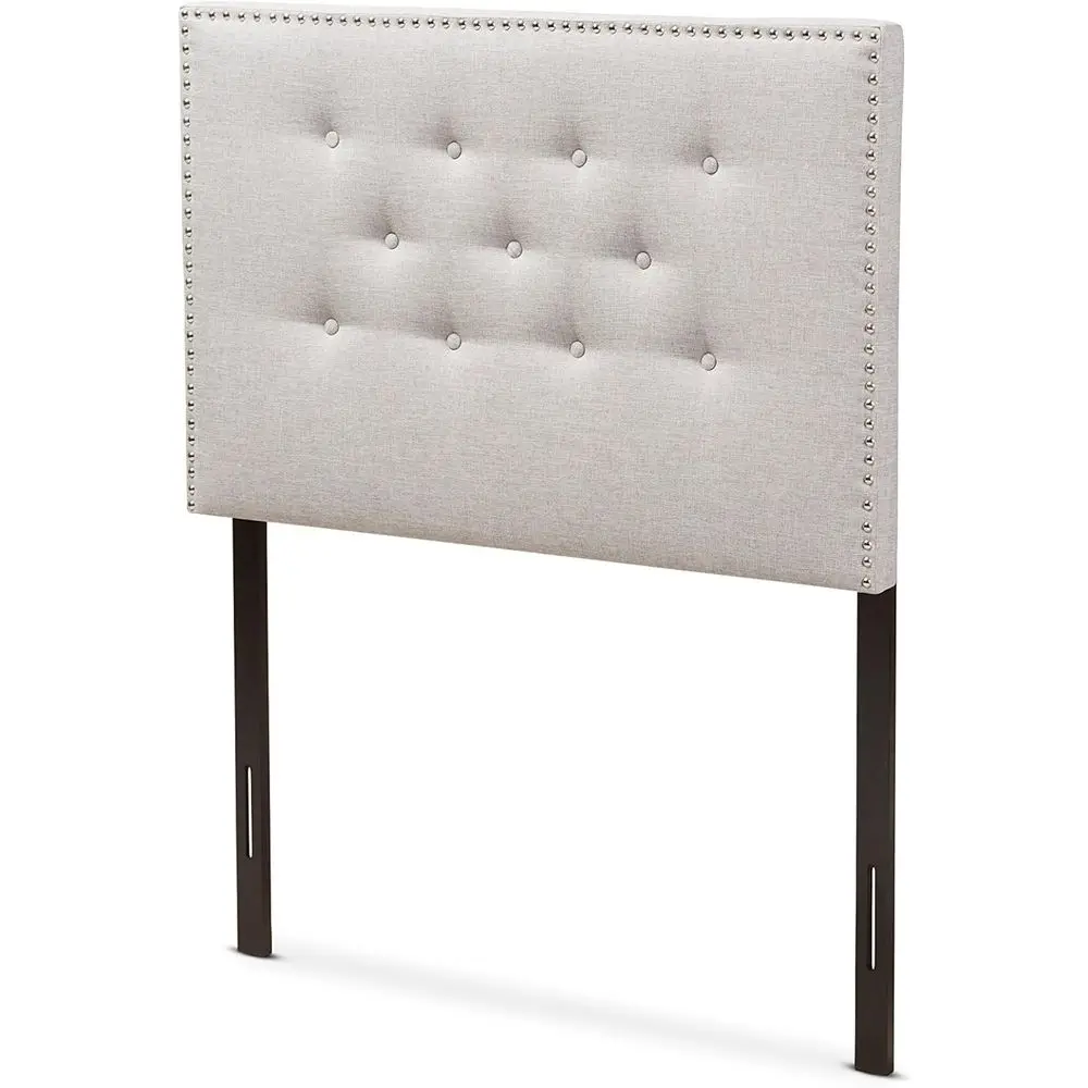 Modern Greyish Beige Fabric Upholstered Twin Size Bed