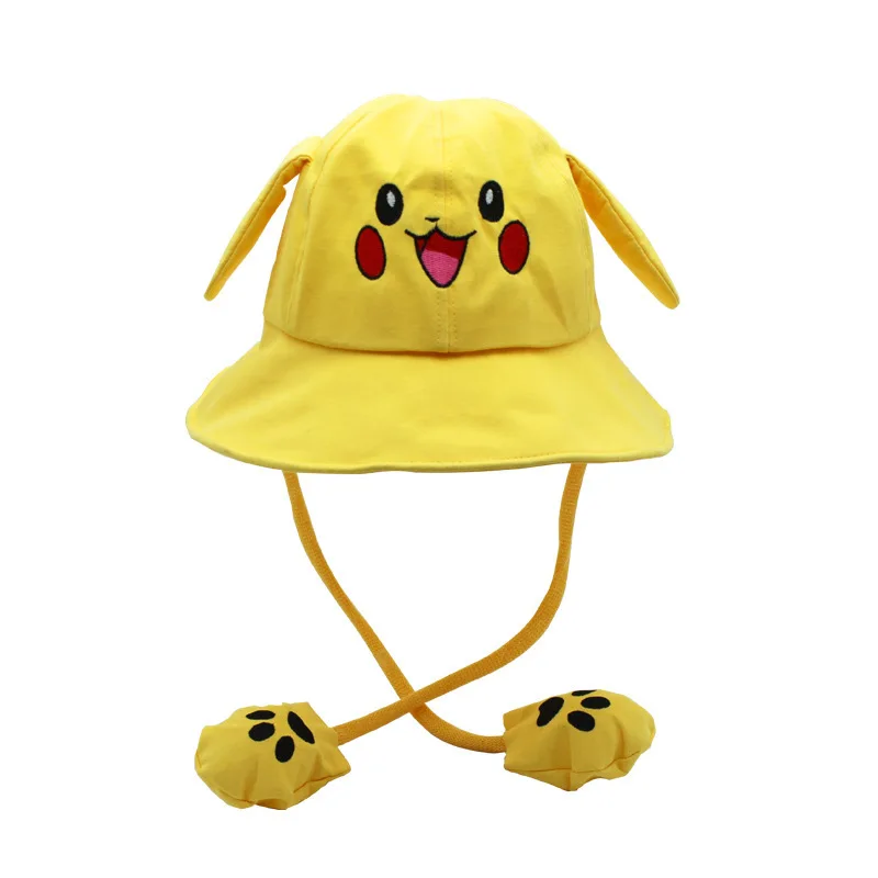 Pokemon Cartoon Pikachu Moving Ears Rabbit Hat Children\'s Boys Girls Summer Cute Kawaii ParentChild Bucket Hat Men Women Sun Hat