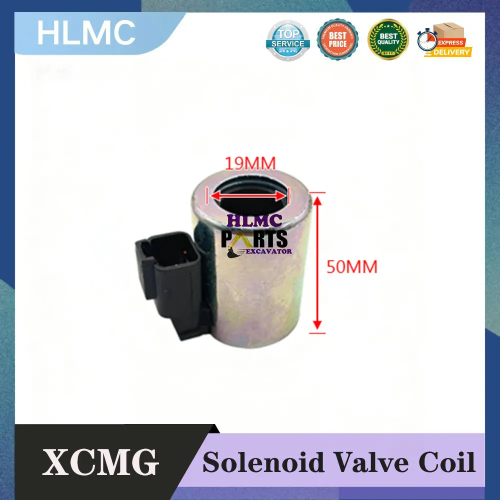 

Детали строительной техники для катушки электромагнитного клапана XCMG Sany, внутренний диаметр 19, высота 50, 24 В, две вилки