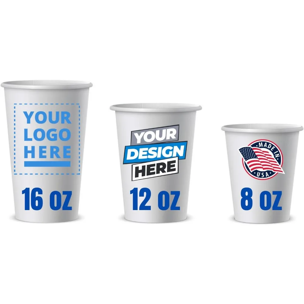 

Disposable Paper Cups – Paper Custom Cups for Hot and Cold Drinks – Coffee Cups for Shops, Office, Small Businesses –Sturdy and