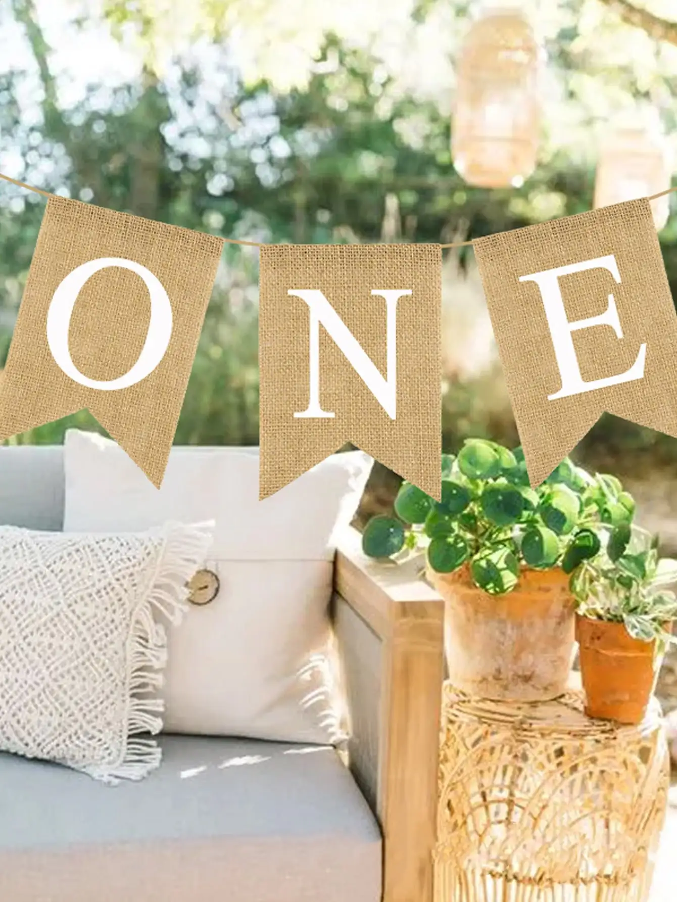 Bannière de chaise de premier anniversaire pour bébé, une guirlande en toile de jute, pour garçon et fille d'un an, décoration de fête d'anniversaire, fournitures d'accessoires Photo