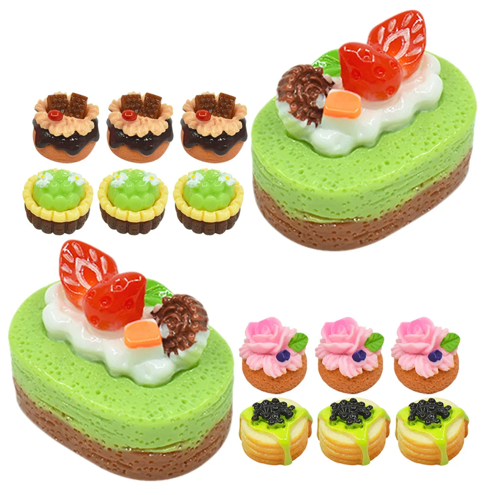 

20Pcs Miniature Cake Mini Dessert Set Decorative Fake Cake Collection Mini House Kitchen Decor Compact Resin Ornaments