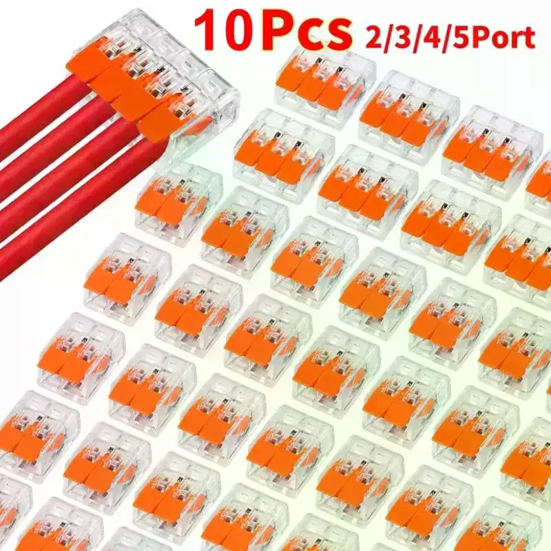 10Pcs Electrical Cable Connectors 2/3/4/5 Port Lever Wire Connector Quick Splice Electrical Wire Terminal 32A 450V Kit