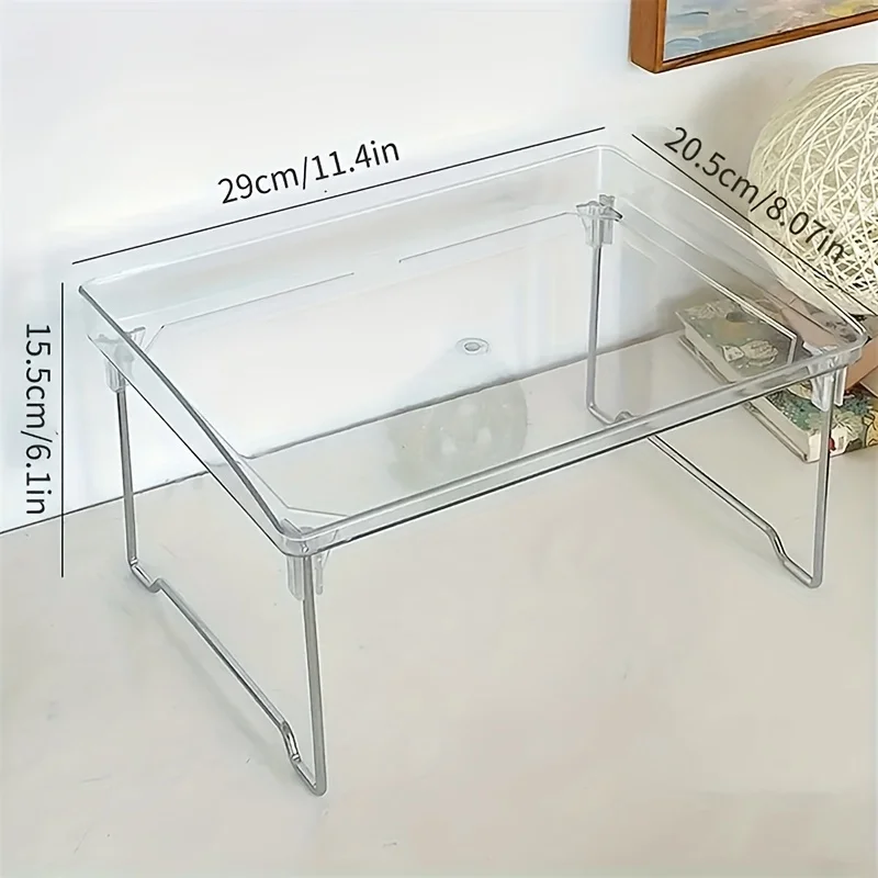 1 PC Clear Acrylic Desktop Organizer - Single-Layer, Foldable & Stackable Storage Solution for Kitchen, Office & More