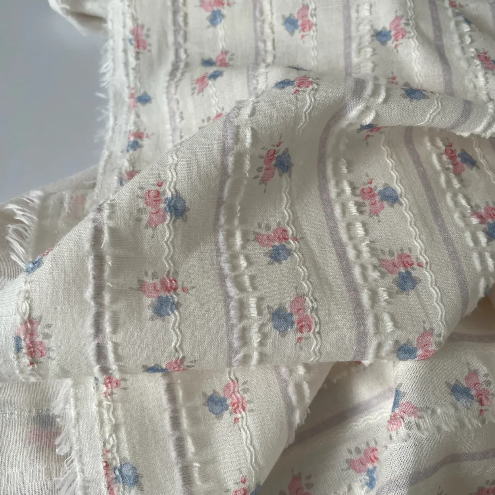 

140x50cm Cotton Printed Fabric Flower Pattern Striped Jacquard DIY Children's Bag Sleepwear Dress INS Style Sewing Fabric