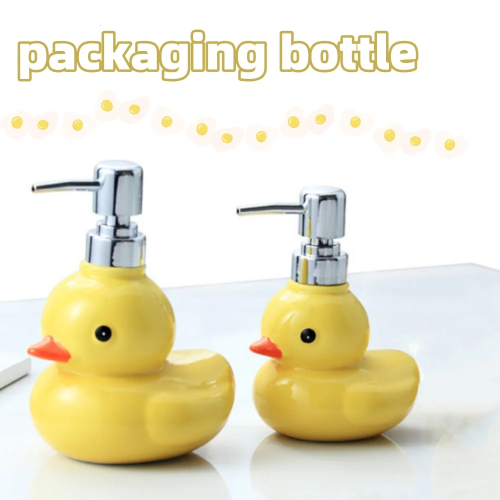 Cartoon Cute Small Yellow Duck Separate Bottle Ceramic Hand Sanitizer Dispenser Soap Lotion Split Bottle Bathroom Accessories