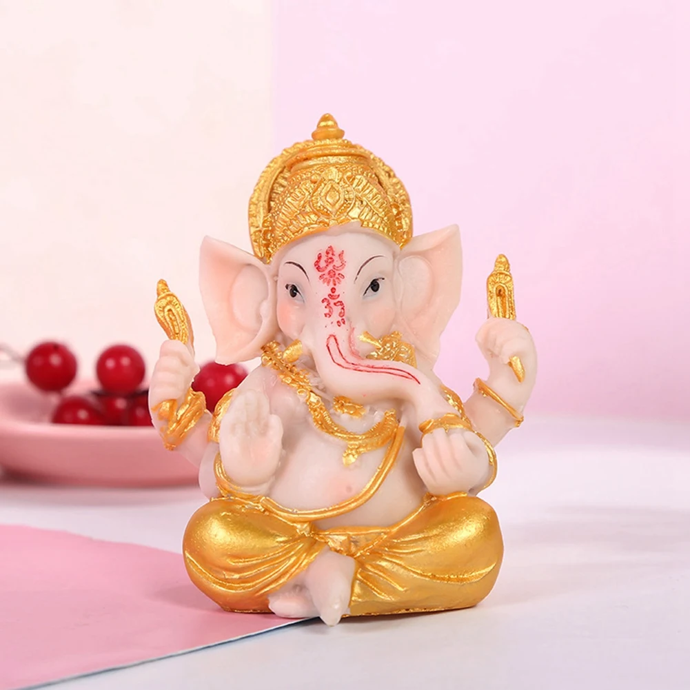 Haidianzi Gold Lord Ganesha Buddha Statue Elephant God Sculptures Ganesh Figurines