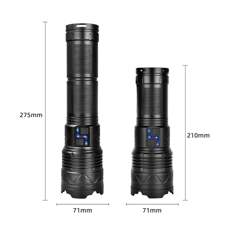 Powerful LED Flashlight Super Bright Spotlight Long Range Zoomable Emergency Torch Outdoor Lamp Lantern Power Display