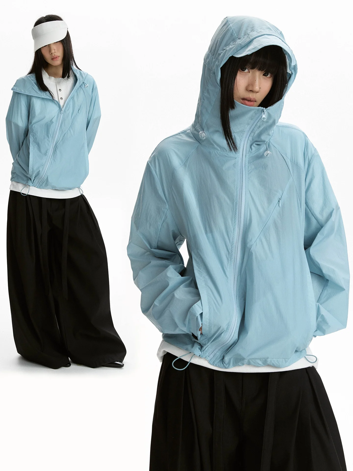 

Apocket Summer Outdoor Lightweight Loose Zipper Women's Sun Protection Clothing Quick Dry Anti-Uv Jacket for Unisex