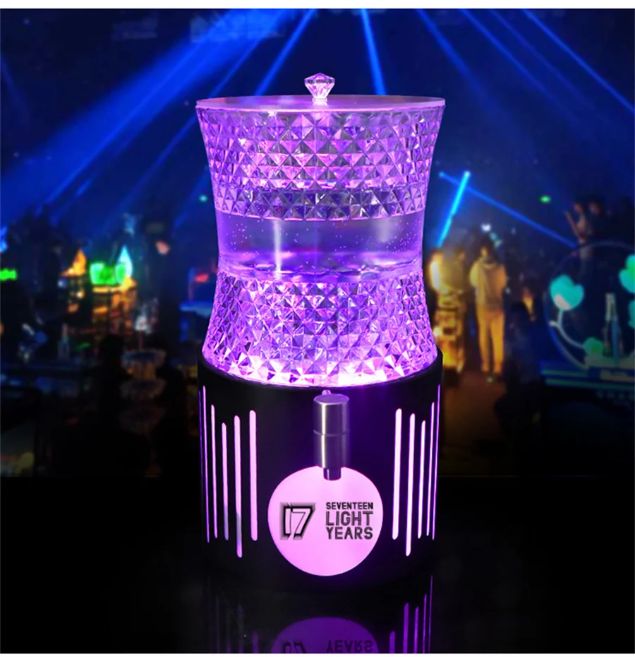 Imagem -03 - Led Glowing Beer Tower Dispenser Beber Torre Bebidas Dispenser Champanhe Vinho Balde de Gelo Boate Bar 3l 4l