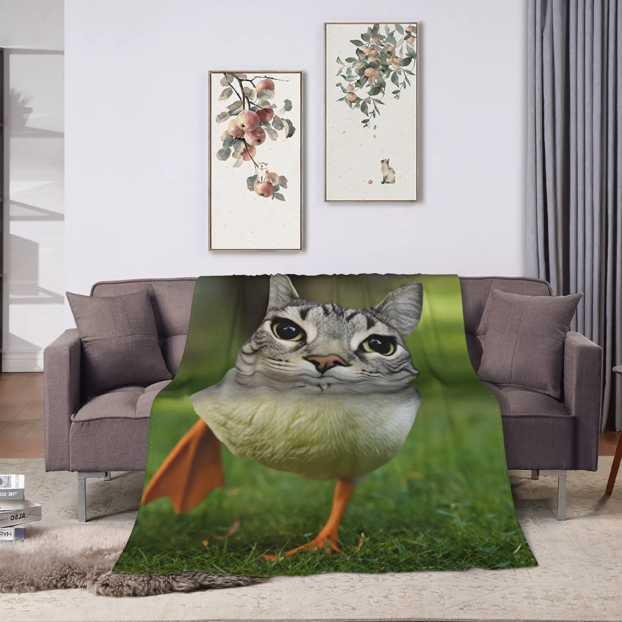 Funny Duck Cat Hybrid Blankets Quality Soft Cozy  Throw Blanket Winter Travel Car Chair Sofa Bed Graphic Bedspread