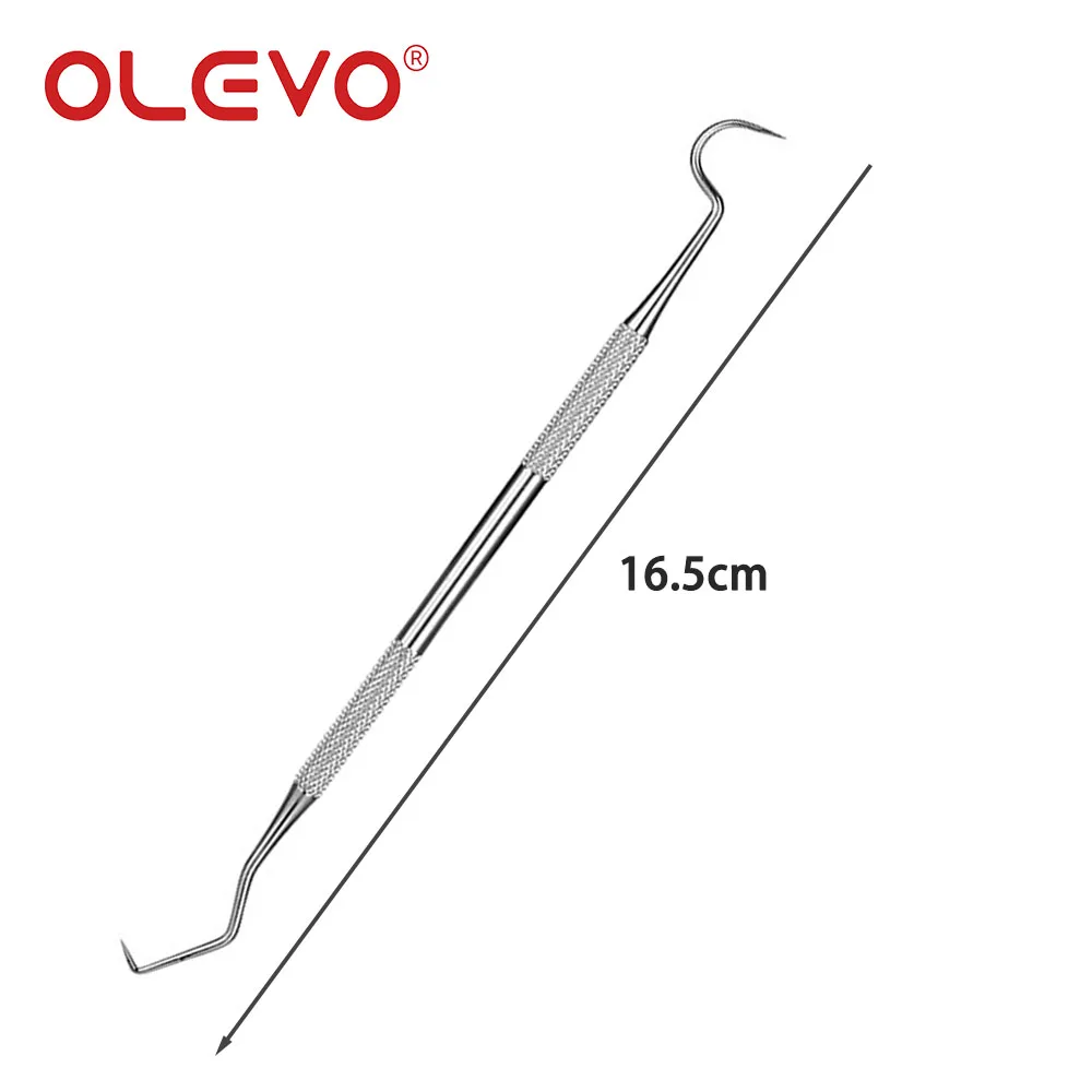 OLEVO-Sonda de explorador Dental, herramienta de acero inoxidable de doble punta, raspador, Limpieza de manchas de dientes, higiene bucal, 3/5 piezas