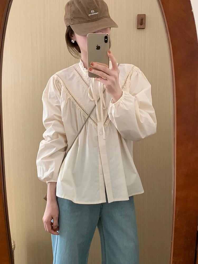 

Ele Sle round Ne Loose Fit irt Versatile Simple Design Spring 2026 New Korean Version Skin Friendly Breathable Long...