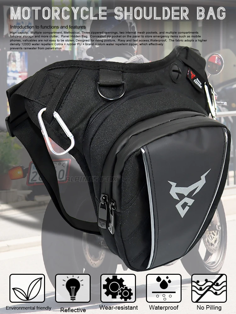 Moto zentrische wasserdichte Motorrad-Heck tasche Multifunktions-Rücksitz tasche Hochleistungs-Motorrad tasche Fahrer-Fallbein-Seiten tasche – Detail 18