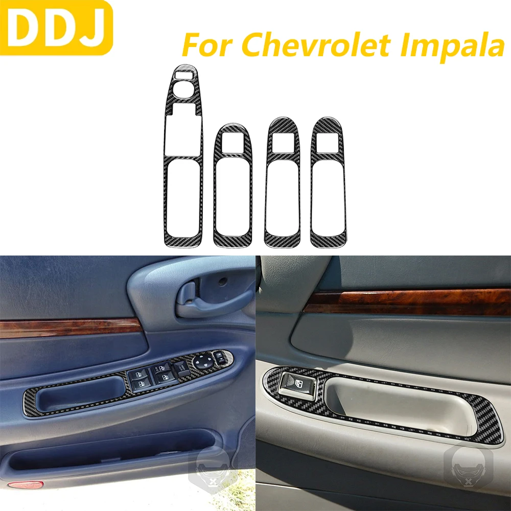 

For Chevrolet Impala 2000-2004 Carbon Fiber Window Lift Switch Button Control Panel Cover Trim Car Accessories Interior Sticker