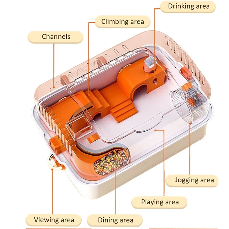 Imagem -03 - Casa de Hamster Acrílico Transparente Grande Gaiola de Hamster Coelho Panorâmico Rato Cobaia Caixa de Reprodução de Pequenos Animais