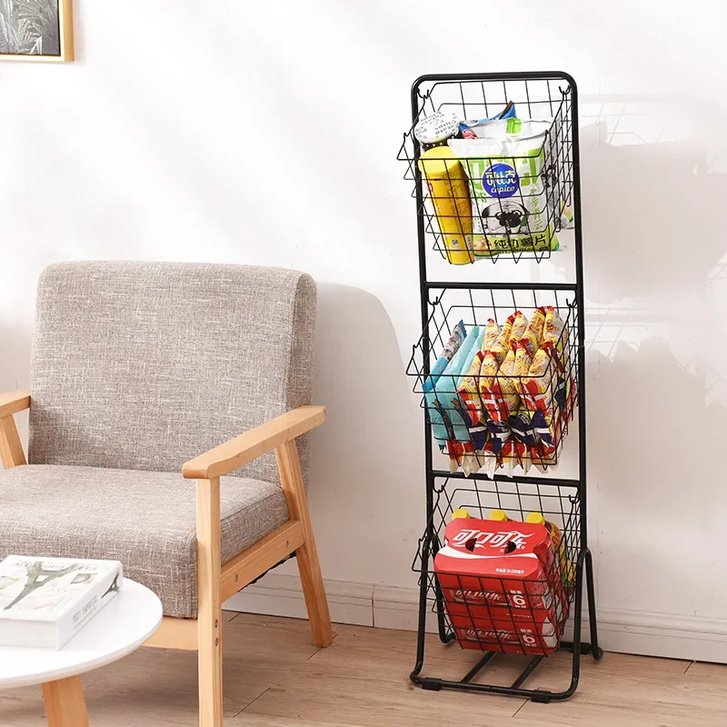 3-tier Wire Market Basket Storage For Fruit Vegetables Toiletries Household Items Stylish Tiered Serving Stand Baskets