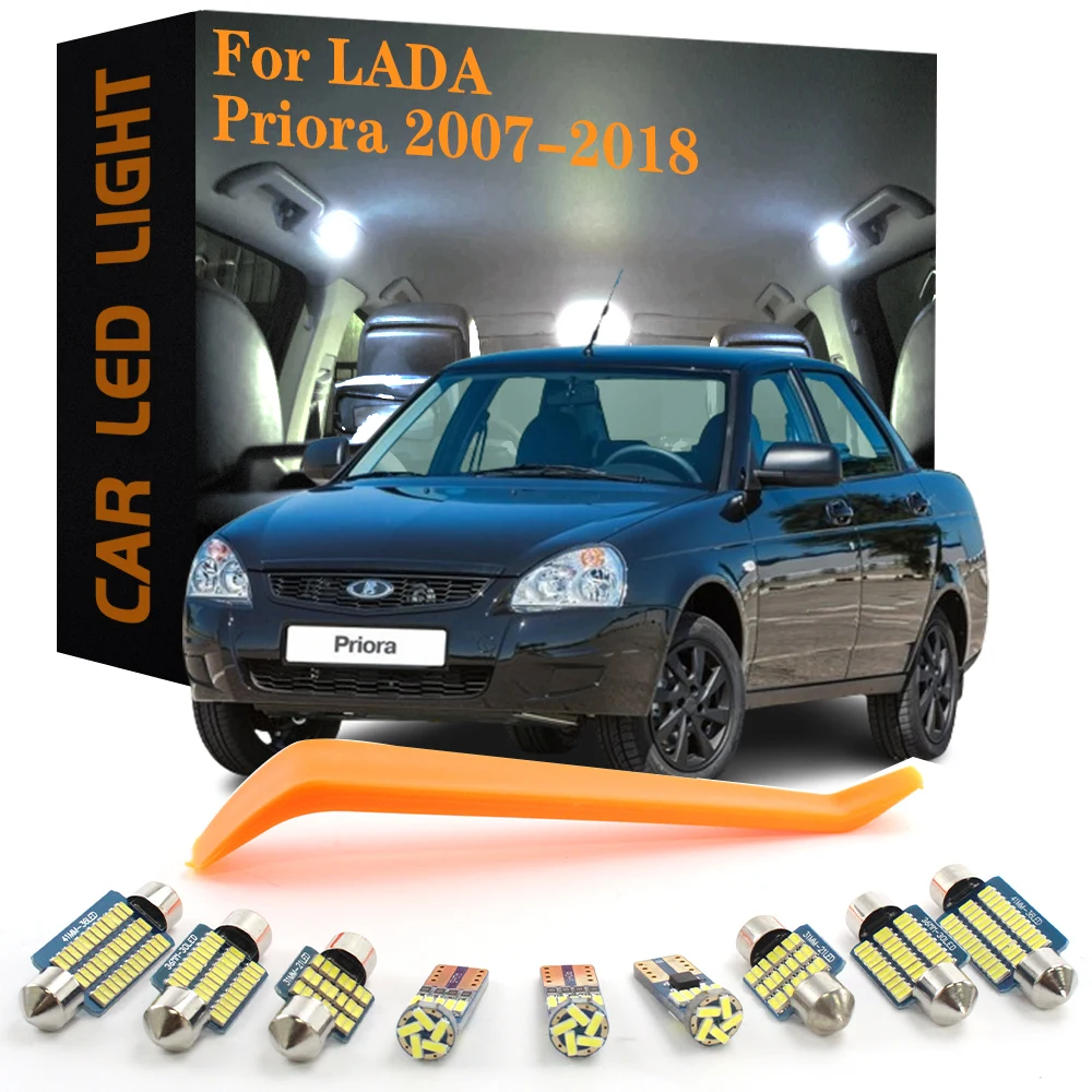 8pcs Canbus Car LED Interior Light For Lada Priora 2007 2008 2009 2010 2011 2012 2013 2014 2015 2016 2017 2018 No Error Lamp Kit