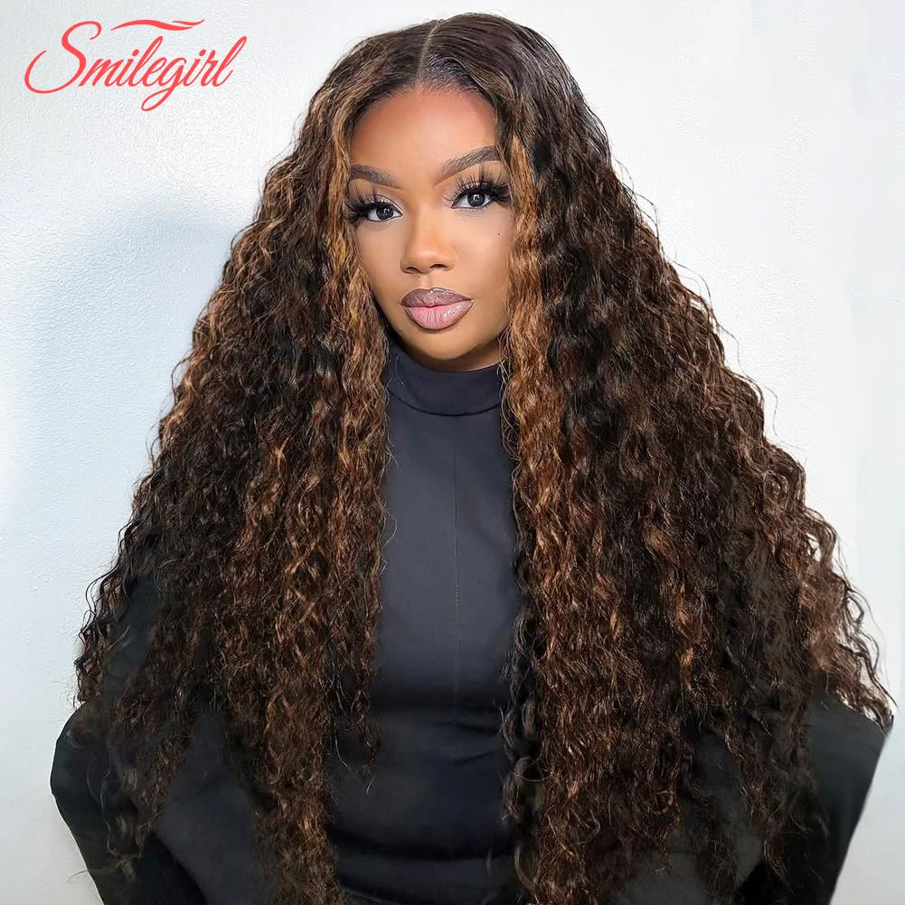 

Парик P1B/30 Highlight Ombre с кружевной передней частью, из натуральных волос, глубокая волна, предварительно прорезанный, 13x4, для женщин