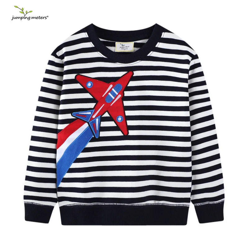 

Jumping Meters 2-7T Striped Baby Boys Sweatshirts Hooded Shirts Kids Clothes Long Sleeve Sweaters Autumn Spring Clothing Shirt