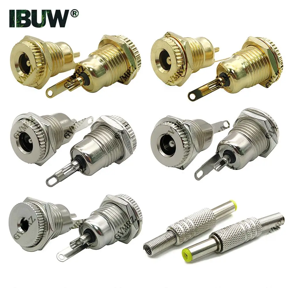 5PCS 5.5*2.5mm/5.5*2.1 DC099 Metal DC Power Male Plug Jack Connector with Spring Yellow Head DC-099 5.5x2.1mm/5.5mm x 2.5mm
