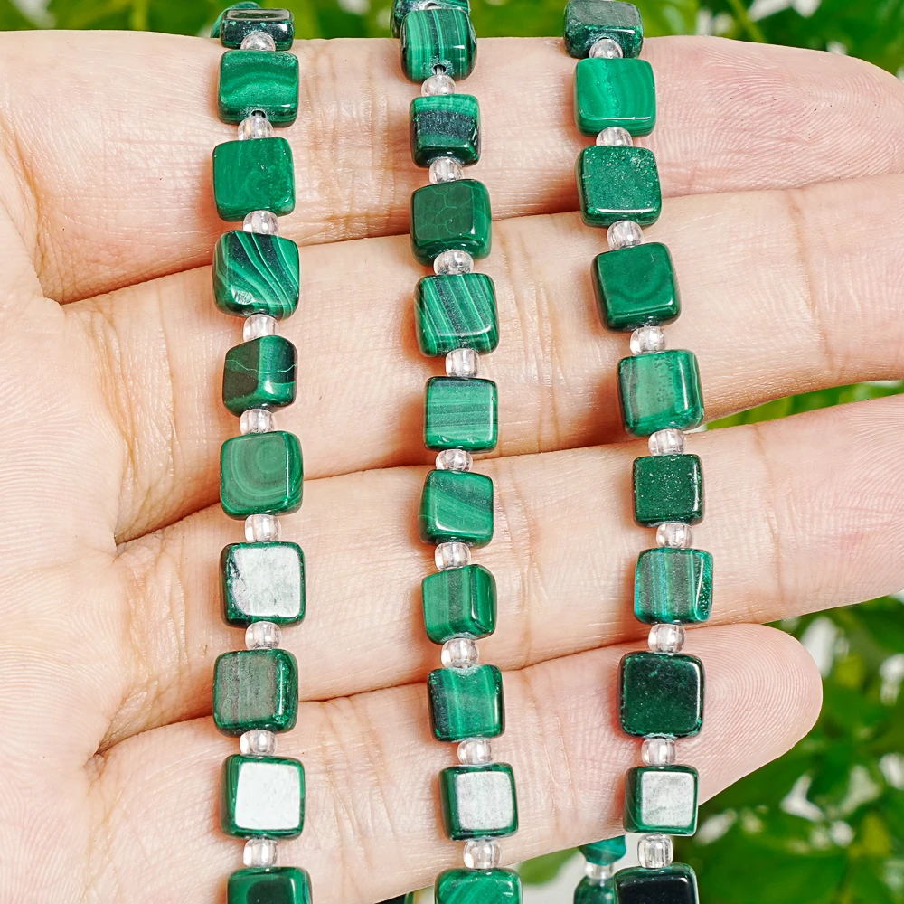 GREEN MALACHITE BEADS AAA 6-7MM POLISHED SQUARE BEADS FOR DIY NECKLACE BRACELET EARRING JEWELRY MAKING HANDCRAFT ACCESSORIES DIY