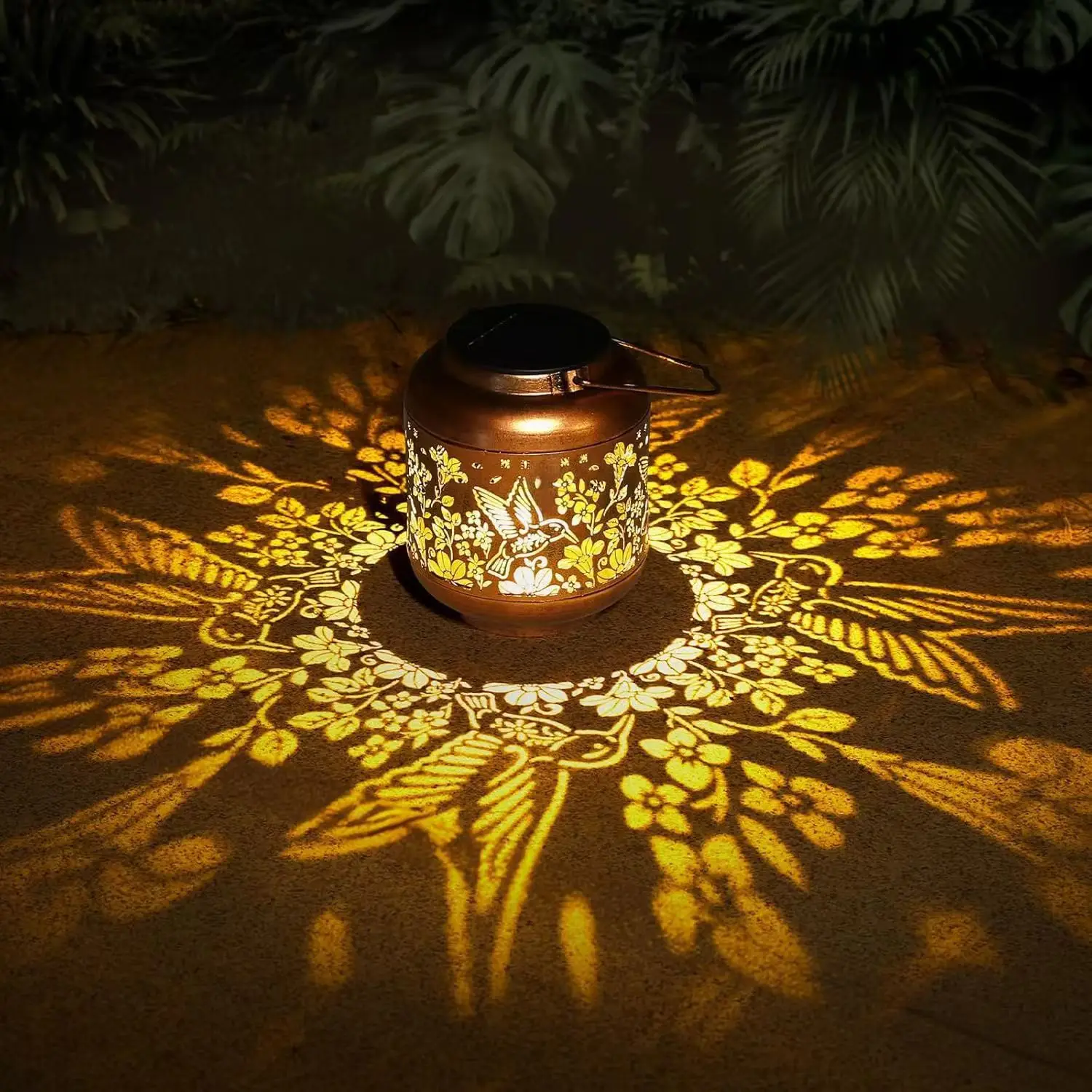 Vintage Hollow Metal Solar Hanging Light No Wiring Needed Waterproof Fence Yard Landscape Decor Lamp