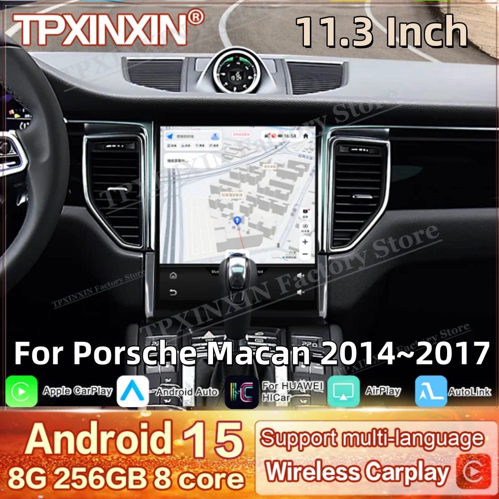 11.3 Inch Qualcomm Android 15 For Porsche Macan 2014~2017 Multimedia GPS Navigation Car Radio Stereo Receiver player Head Unit