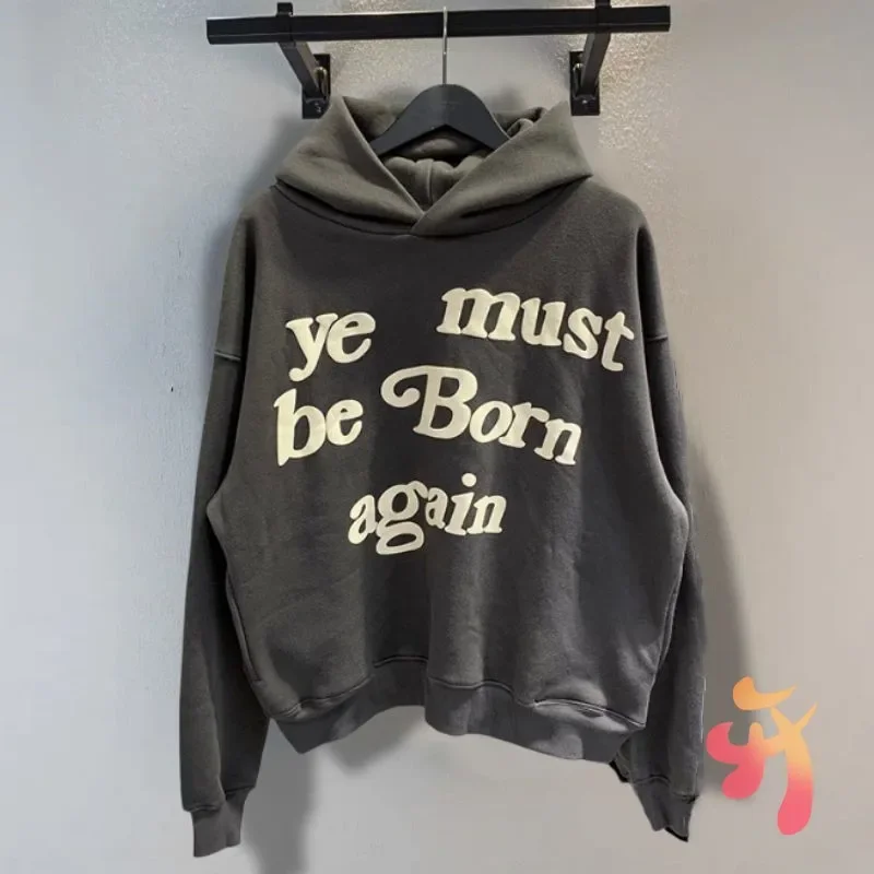 

Dropshipping Grey Fleece CPFM Hoodies Casual Street Foam Print Ye Must Be Born Again Oversized Men Women Kanye Hoody Sweatshirts