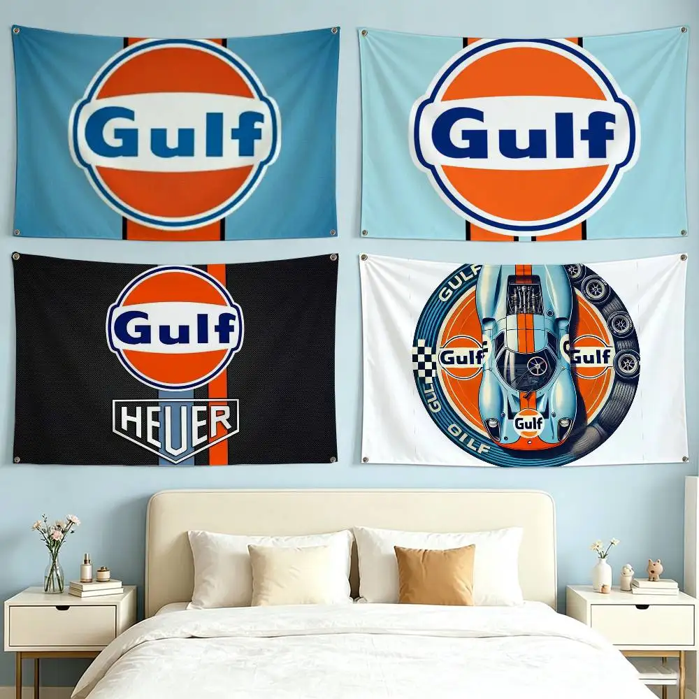 G-Gulf Racing Car logo  Flag Suitable For Party Club Outdoor Interior Wall Decoration Banner Fans Gift