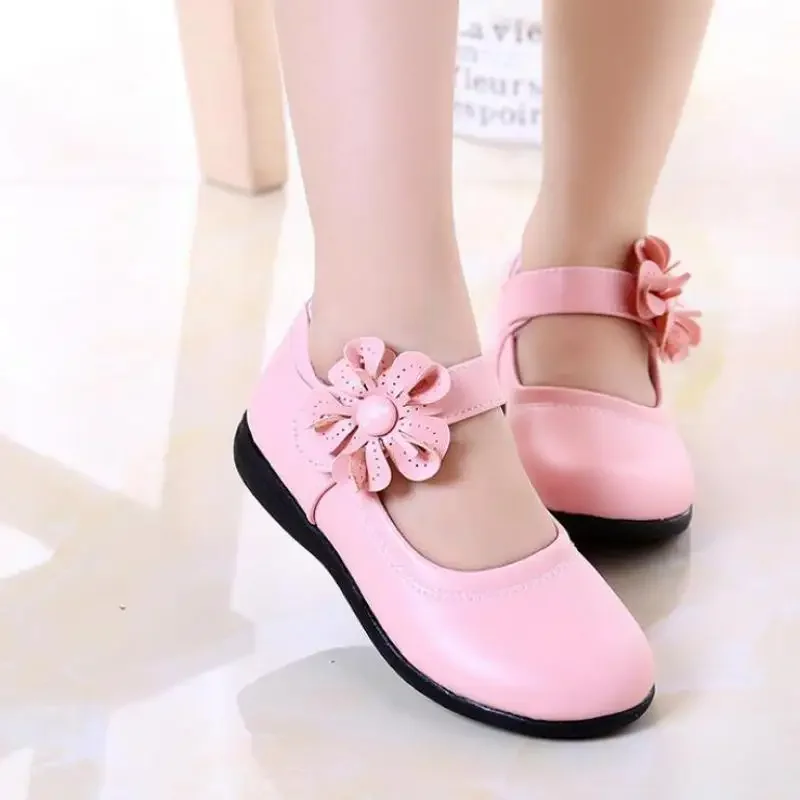 Girls Leather Shoes for Children Wedding Dress Princess School Shoes Kids Summer Bow-knot Black Student Sandals Korean Fashion