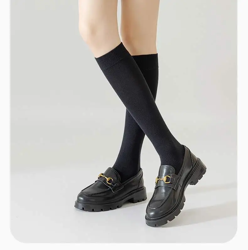 Weiche Wadensocken für Damen, Strümpfe, schwarz, weiß, lange Socken, nicht stinkende Strümpfe für Damen und Mädchen, warme Kniestrümpfe, Calcetines – Detail 2