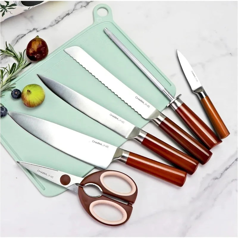 Charmline Smart Cutting Board and Knife Set with Holder, Double Cleaning and Drying Function, Space Saving Smart Home Gadgets