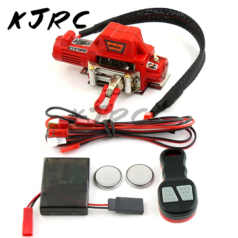 

KJRC Metal Automatic Simulated Winch With Controller For 1/10 RC Crawler Car Axial SCX10 90046 D90 Traxxas TRX4 Redcat