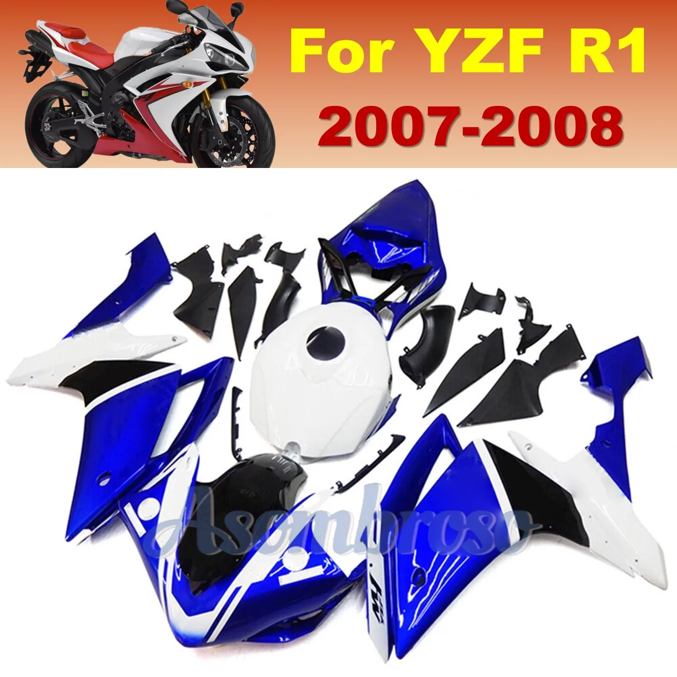 New ABS Fairings Kit for YAMAHA Movistar YZFR1 2007 2008 YZF-R1 07 08 Motorcycle Parts Protective cowling