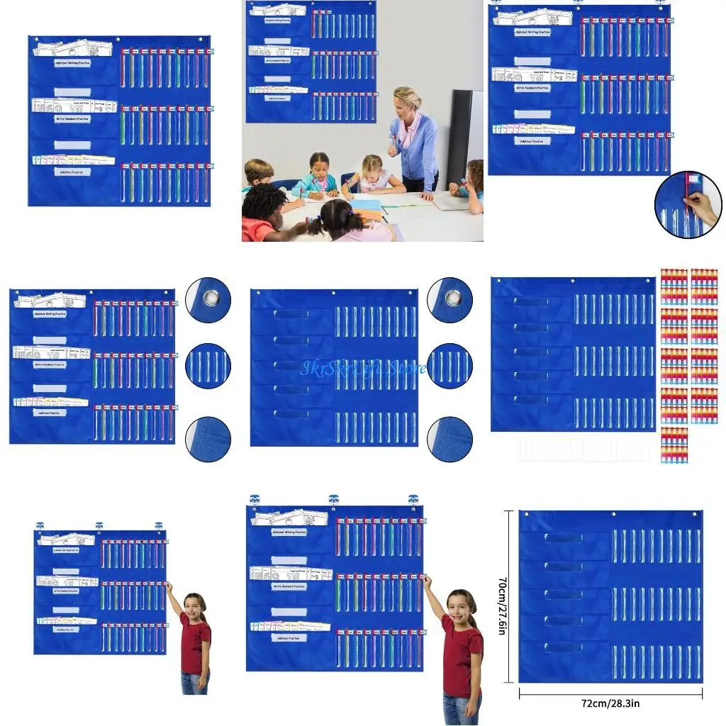 

E65E Storage Pocket Chart for Homework, Drawing, Test Paper, Worksheet, Pencil