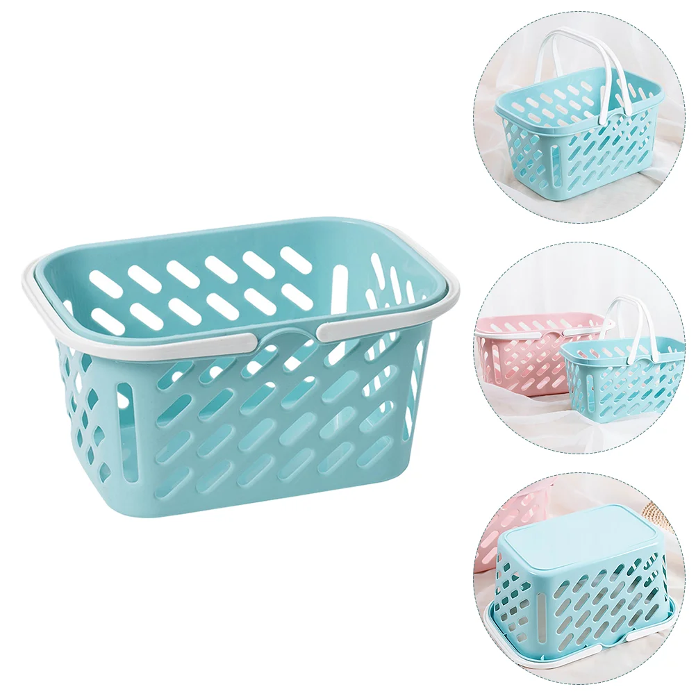 Shopping Basket Toy Small Containers Mini Decor Blue Plastic House Accessories