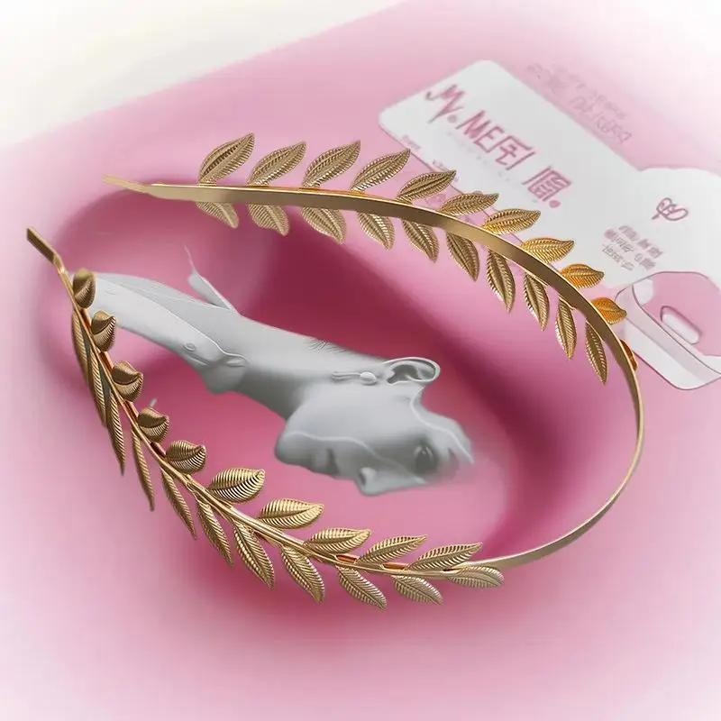 

Новая повязка на голову в стиле ретро золотого цвета с листьями, головной убор, корона, тиара, головной убор, богиня, греческая голова, украшения для невесты, свадебные аксессуары для волос