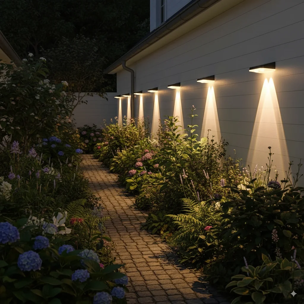 

4 шт. диммируемых солнечных настенных светильников – водонепроницаемые уличные садовые лампы, 3,7 В, крепление на панель, автоматическое цветное светодиодное освещение для дома ночью