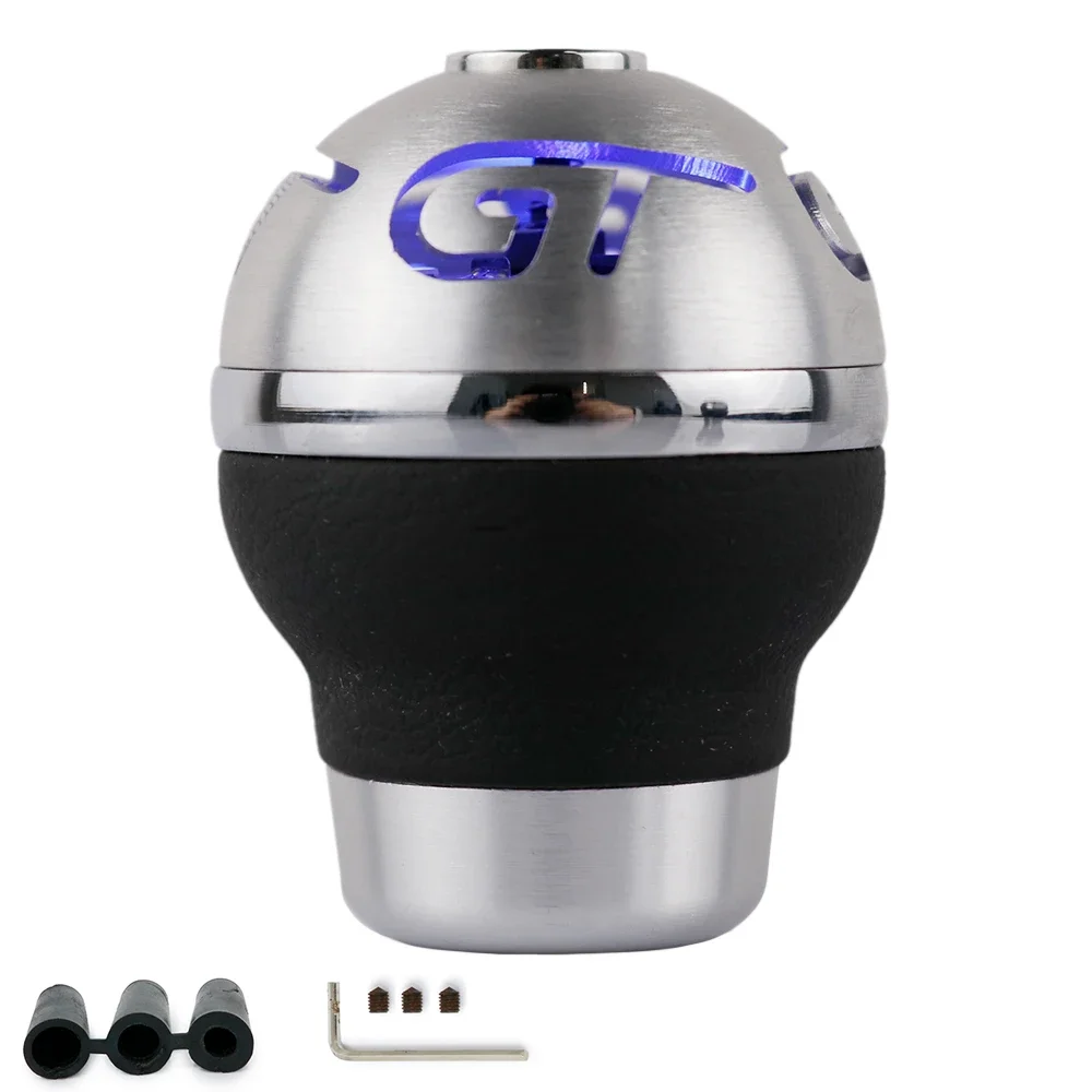 GT Blue&Red LED Light Gear Shift Knob Aluminum Car Manual Shifter Lever Head for Universal