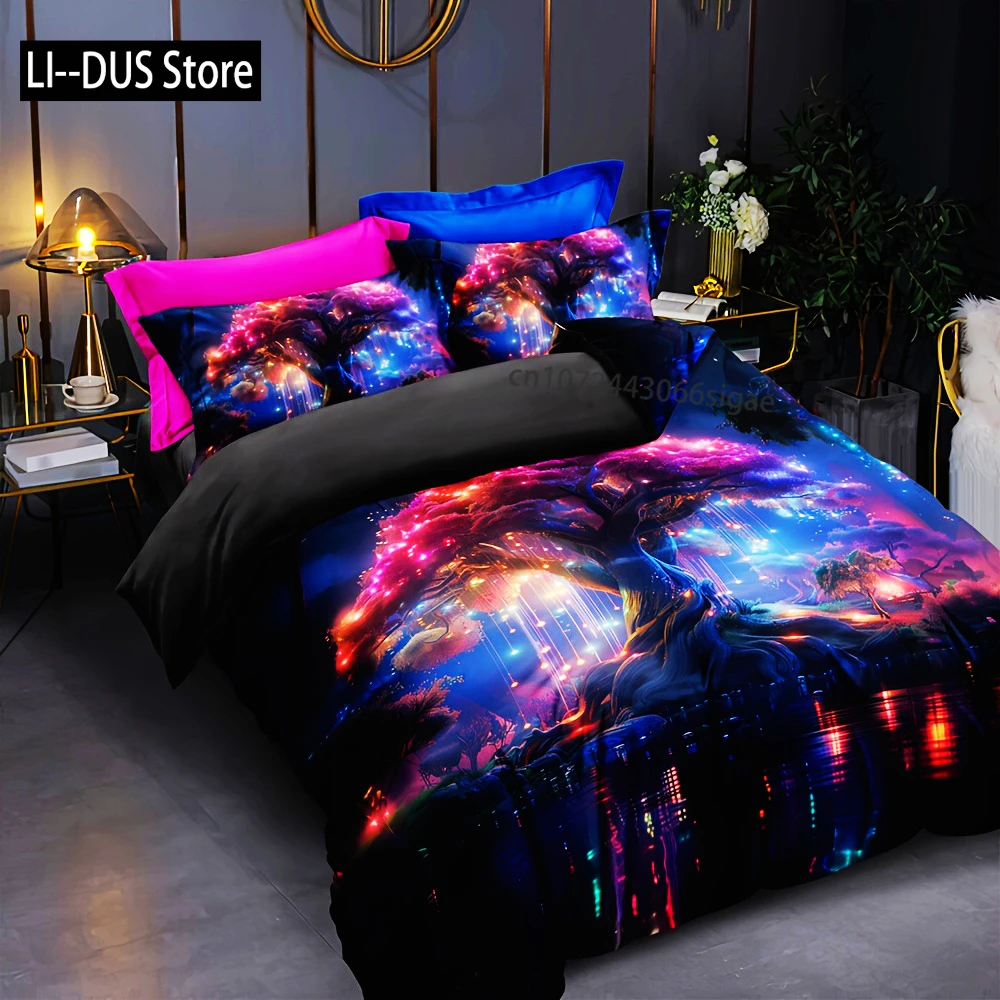 3pcs Duvet Cover Set  3D Life Tree Print All Season Bedding Set Soft Comfortable Breathable Duvet Cover For Decoration Bedroom