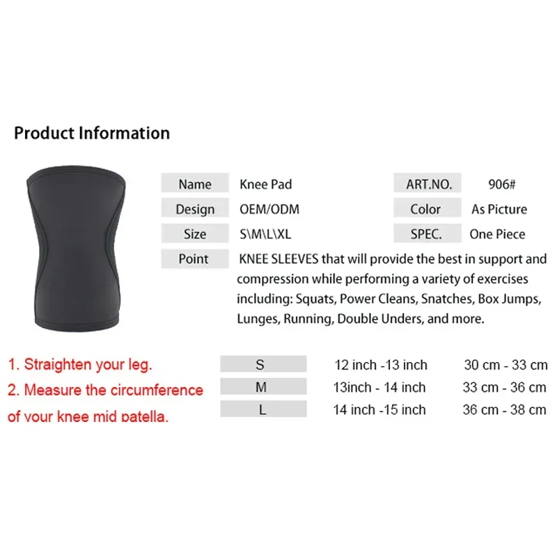 1 Pcs Squat 7mm Knee Sleeves Pad Support Men Women Gym Sports Compression Neoprene Knee Protector For CrossFit Weightlifting