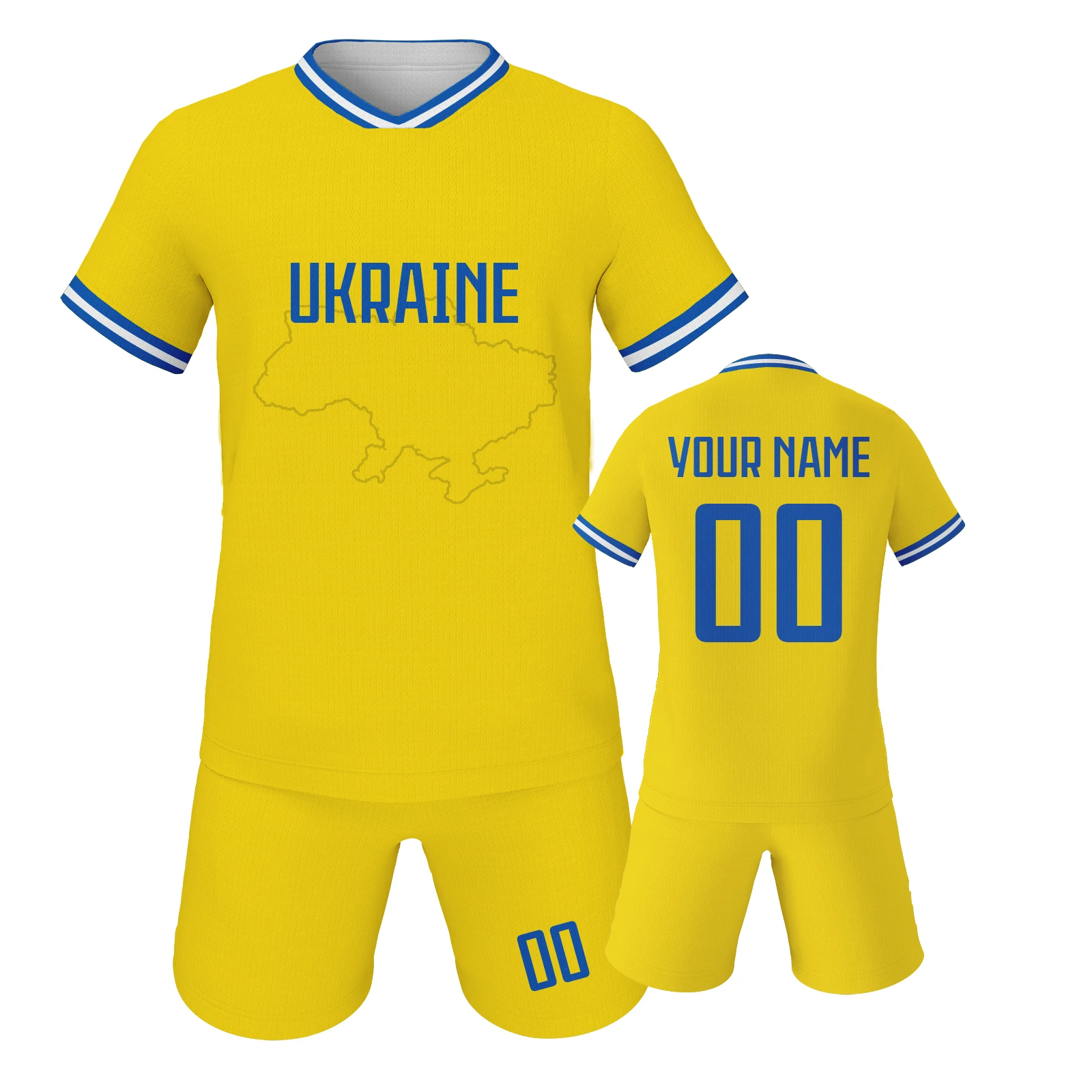 Ukraine Custom Kids Soccer Jersey Personalized  Football Shirt with Name and Number Print Youth Team Training Sportswear 3-14Y