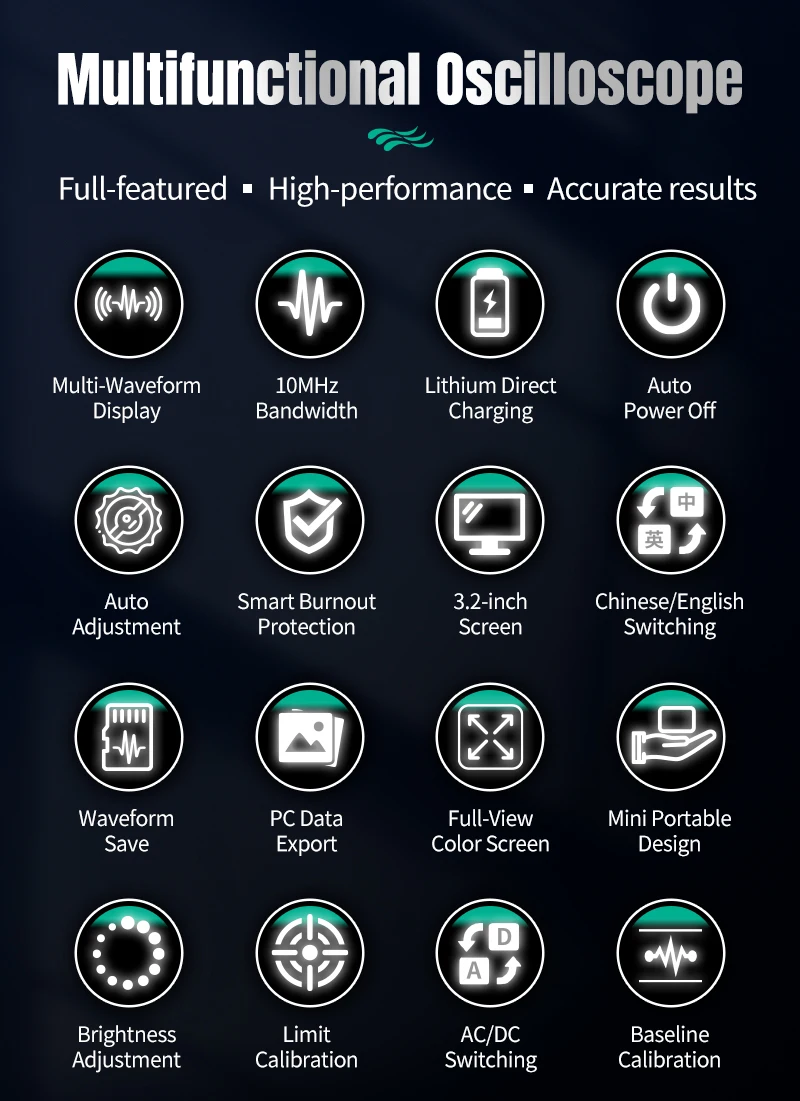 MASTFUYI портативный осциллограф-мультиметр с цветным экраном 10 МГц перезаряжаемый многофункциональный интеллектуальный инструмент для измерения противоожогов