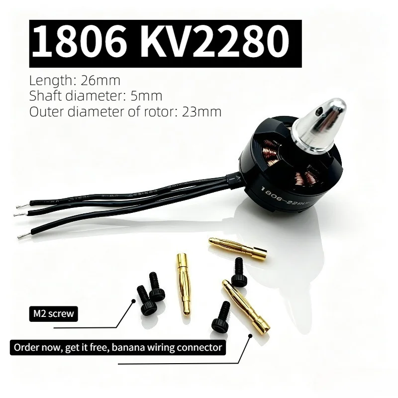 1806 2280KV Brushless Micro Motor for RC Fixed Wing, EPP Foam Glider FPV Wing Drone, High Torque Outrunner