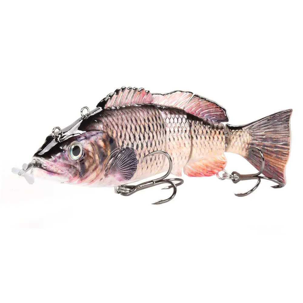

OEM 10/13.5cm Robotic USB Rechargeable LED Light Electric Lures 4-Section Wobbler Multi-Jointed Fishing Tackle ABS Lake River