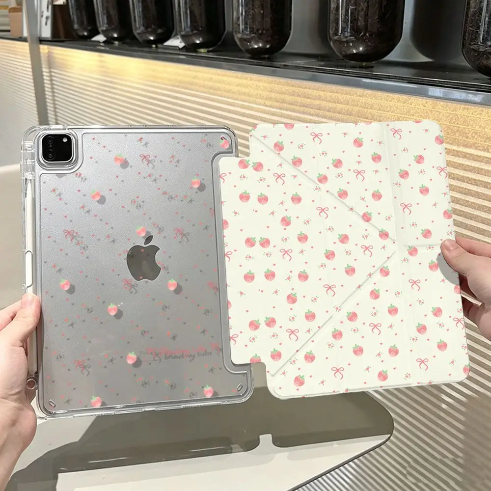 Ins Cream Strawberry Love Tablet Case For iPad Pro 11 12.9 13 M2 M4 M3 M5 Shell 8.3 9.7 10.2 5/6/7/8/9/10/11th Air 3 4 5 6 Cover