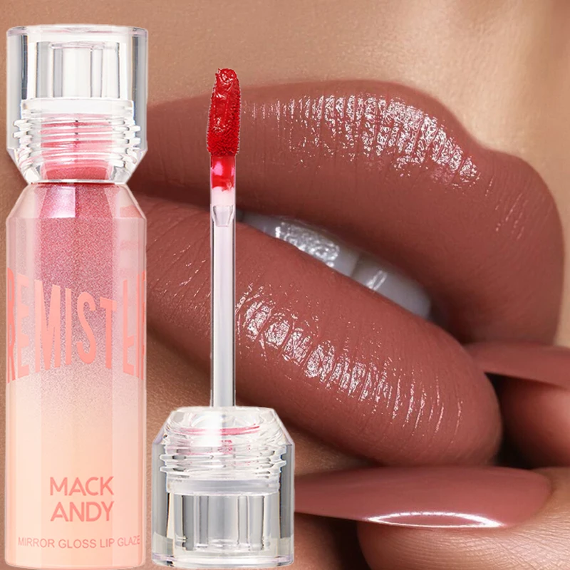 ملمع شفاه ماك اندي إير العاري يرطب ويعرض الألوان، ليس من السهل الالتصاق على ملمع الشفاه الأحمر والبني